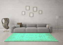 Machine Washable Oriental Turquoise Traditional Area Rugs in a Living Room,, wshabs2578turq