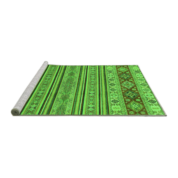 Sideview of Machine Washable Abstract Green Modern Area Rugs, wshabs2579grn