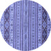 Round Machine Washable Abstract Blue Modern Rug, wshabs2579blu