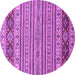 Round Machine Washable Abstract Purple Modern Area Rugs, wshabs2579pur