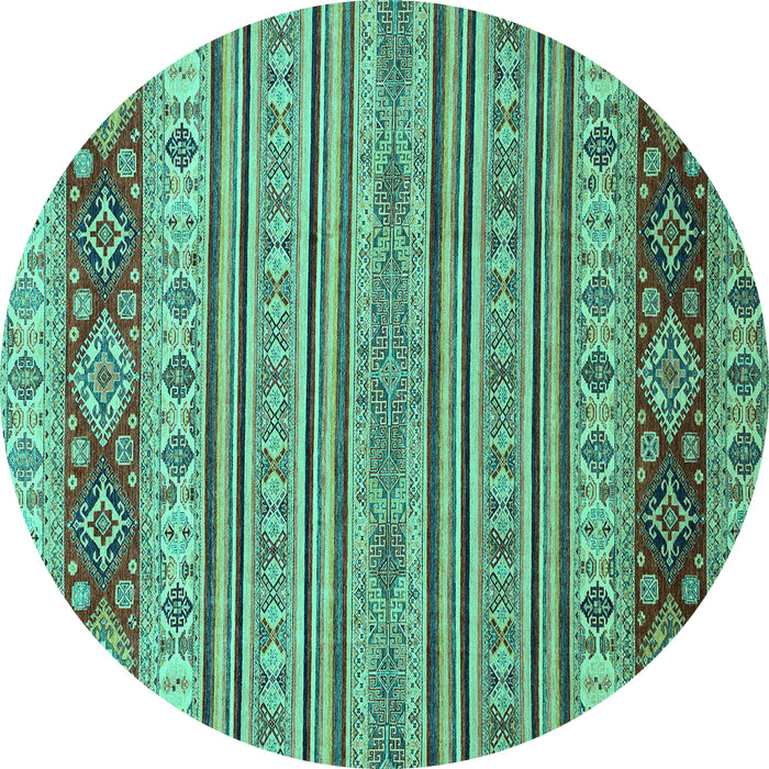 Round Machine Washable Abstract Turquoise Modern Area Rugs, wshabs2579turq