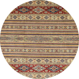 Round Abstract Chestnut Brown Modern Rug, abs2579