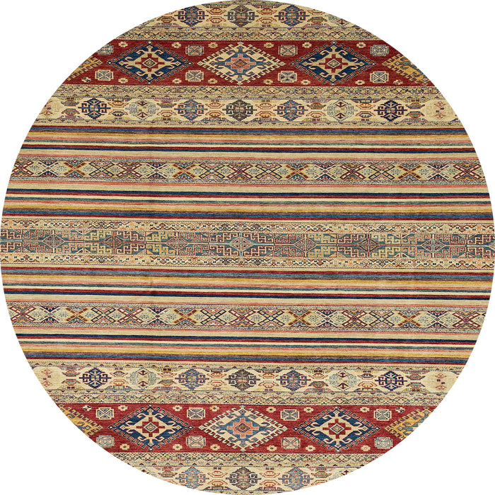 Round Abstract Chestnut Brown Modern Rug, abs2579