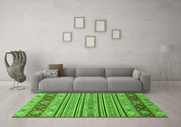 Machine Washable Abstract Green Modern Rug, wshabs2579grn