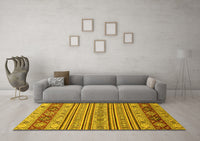 Machine Washable Abstract Yellow Modern Rug, wshabs2579yw