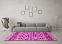 Machine Washable Abstract Pink Modern Rug, wshabs2579pnk