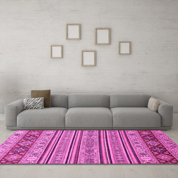 Machine Washable Abstract Pink Modern Rug in a Living Room, wshabs2579pnk