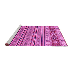 Sideview of Machine Washable Abstract Pink Modern Rug, wshabs2579pnk