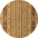 Round Abstract Brown Modern Rug, abs2579brn