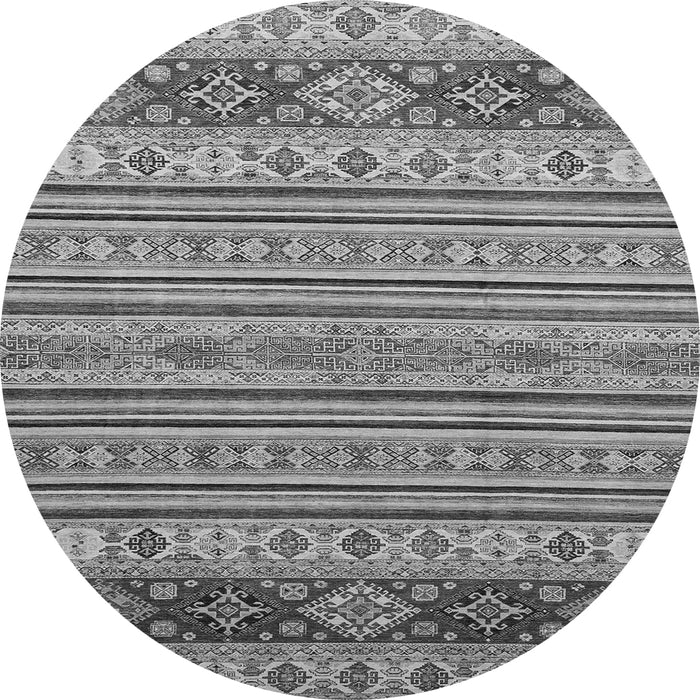 Round Machine Washable Abstract Gray Modern Rug, wshabs2579gry