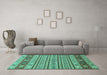 Machine Washable Abstract Turquoise Modern Area Rugs in a Living Room,, wshabs2579turq