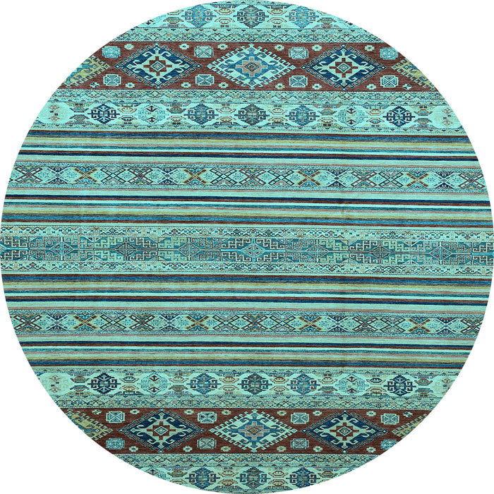 Round Abstract Light Blue Modern Rug, abs2579lblu