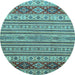 Round Abstract Light Blue Modern Rug, abs2579lblu