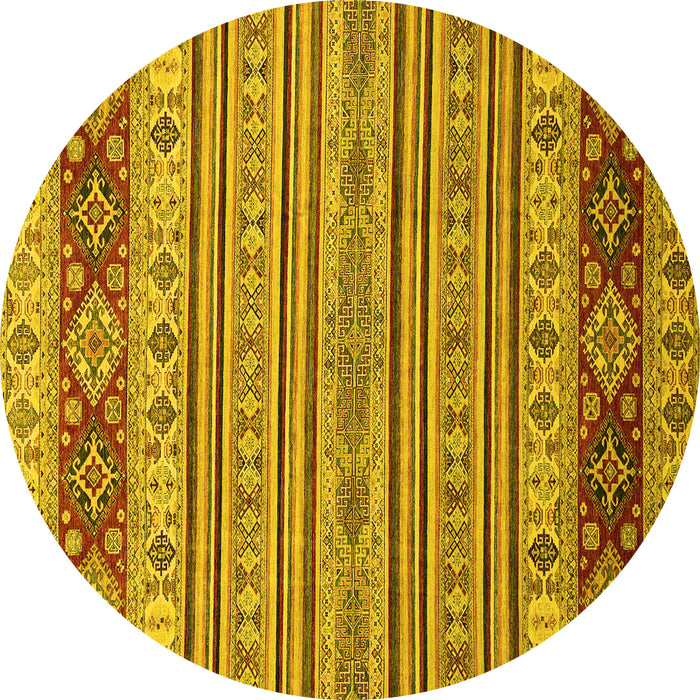 Round Abstract Yellow Modern Rug, abs2579yw