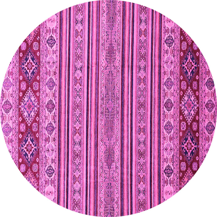 Round Machine Washable Abstract Pink Modern Rug, wshabs2579pnk