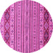 Round Machine Washable Abstract Pink Modern Rug, wshabs2579pnk