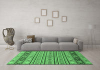 Machine Washable Abstract Emerald Green Modern Rug, wshabs2579emgrn