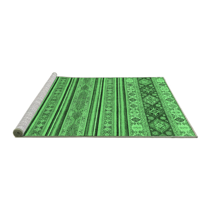 Sideview of Machine Washable Abstract Emerald Green Modern Area Rugs, wshabs2579emgrn