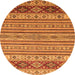 Round Machine Washable Abstract Orange Modern Area Rugs, wshabs2579org