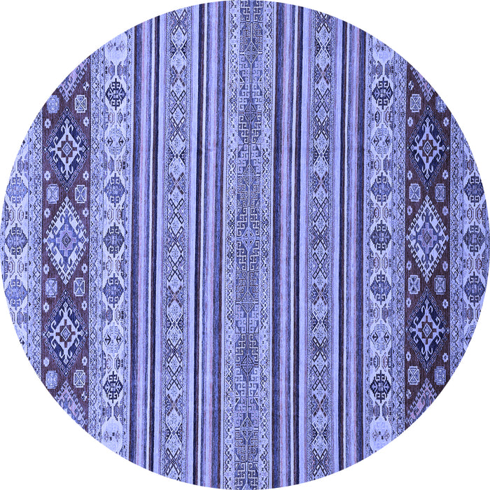 Round Abstract Blue Modern Rug, abs2579blu