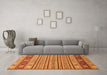 Machine Washable Abstract Orange Modern Area Rugs in a Living Room, wshabs2579org