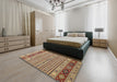 Abstract Chestnut Brown Modern Rug in a Bedroom, abs2579