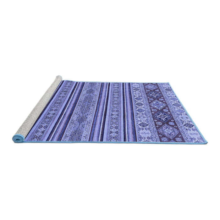 Sideview of Machine Washable Abstract Blue Modern Rug, wshabs2579blu
