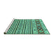 Sideview of Machine Washable Abstract Turquoise Modern Area Rugs, wshabs2579turq