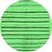 Round Machine Washable Solid Emerald Green Modern Area Rugs, wshabs257emgrn