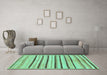 Machine Washable Solid Turquoise Modern Area Rugs in a Living Room,, wshabs257turq