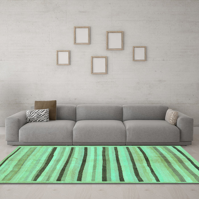 Machine Washable Solid Turquoise Modern Area Rugs in a Living Room,, wshabs257turq