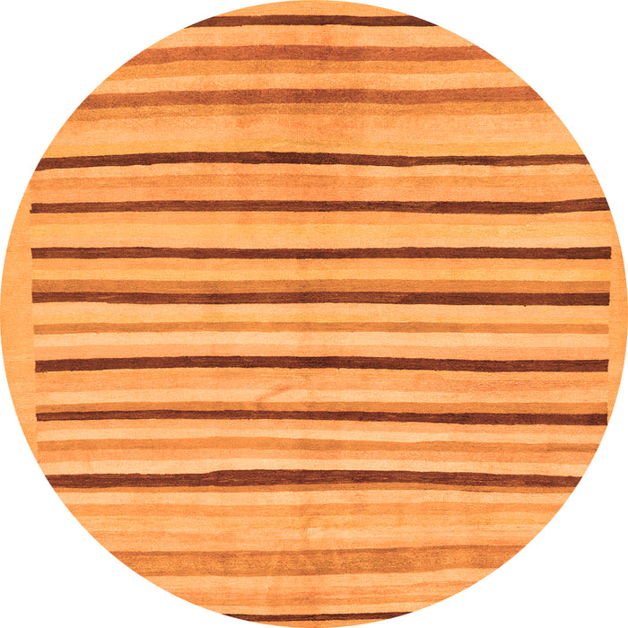 Round Machine Washable Solid Orange Modern Area Rugs, wshabs257org