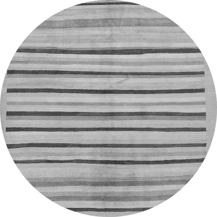 Round Machine Washable Solid Gray Modern Rug, wshabs257gry