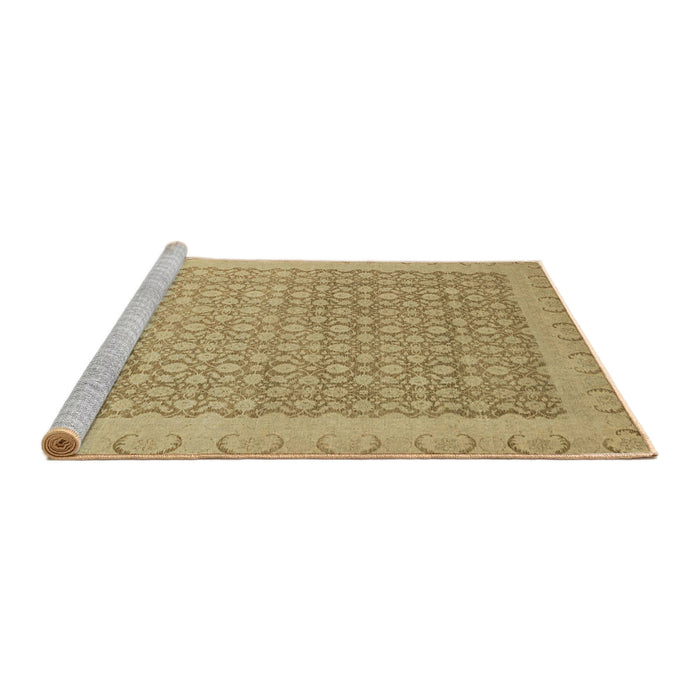 Sideview of Machine Washable Abstract Cinnamon Brown Rug, wshabs2580