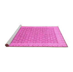Sideview of Machine Washable Oriental Pink Traditional Rug, wshabs2580pnk