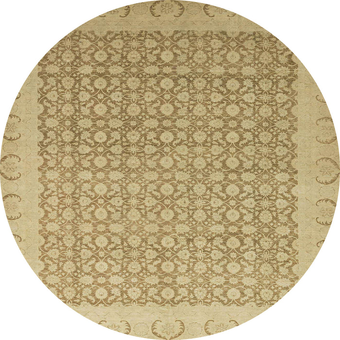 Round Abstract Cinnamon Brown Oriental Rug, abs2580