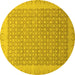 Round Machine Washable Oriental Yellow Traditional Rug, wshabs2580yw