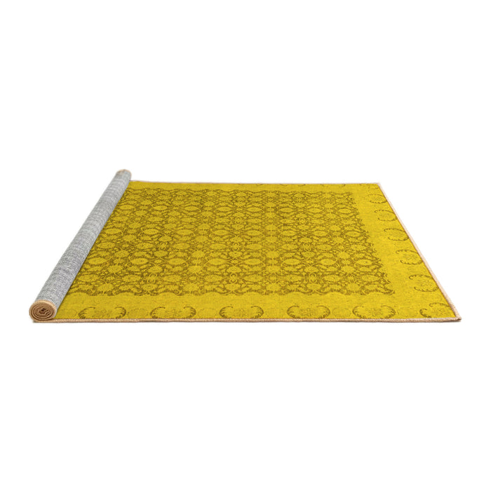 Sideview of Machine Washable Oriental Yellow Traditional Rug, wshabs2580yw