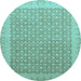 Round Oriental Light Blue Traditional Rug, abs2580lblu