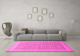 Machine Washable Oriental Pink Traditional Rug in a Living Room, wshabs2580pnk