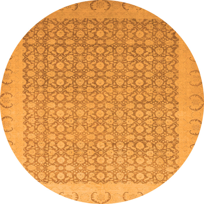 Round Oriental Orange Traditional Rug, abs2580org