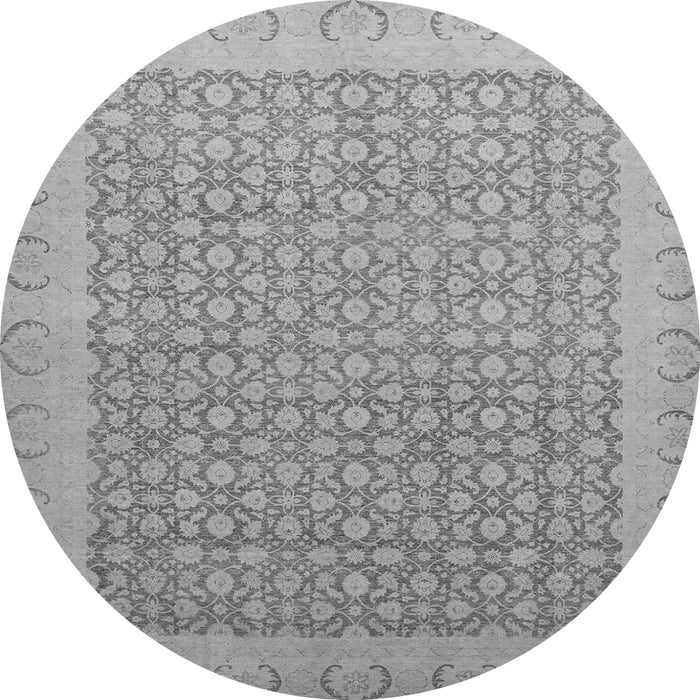 Round Machine Washable Oriental Gray Traditional Rug, wshabs2580gry