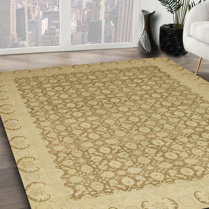 Abstract Cinnamon Brown Oriental Rug in Family Room, abs2580