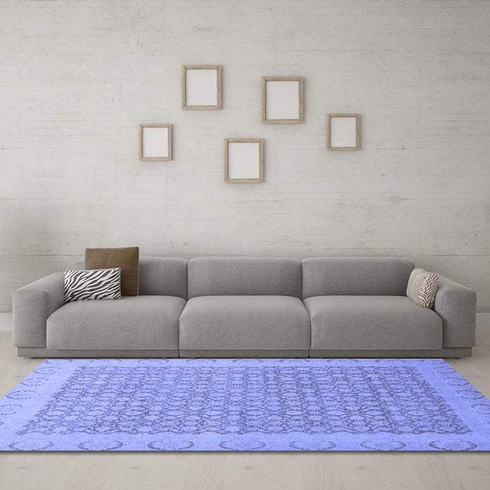 Machine Washable Oriental Blue Traditional Rug in a Living Room, wshabs2580blu