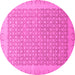 Round Machine Washable Oriental Pink Traditional Rug, wshabs2580pnk