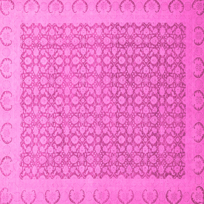 Square Machine Washable Oriental Pink Traditional Rug, wshabs2580pnk