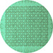 Round Oriental Turquoise Traditional Rug, abs2580turq