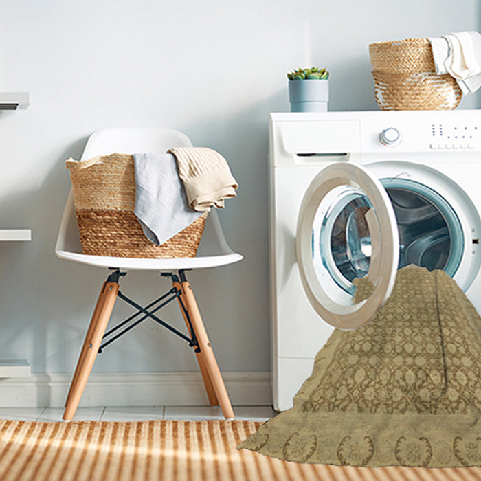 Machine Washable Abstract Cinnamon Brown Rug in a Washing Machine, wshabs2580