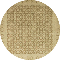 Round Machine Washable Abstract Cinnamon Brown Rug, wshabs2580