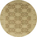 Round Machine Washable Abstract Cinnamon Brown Rug, wshabs2581